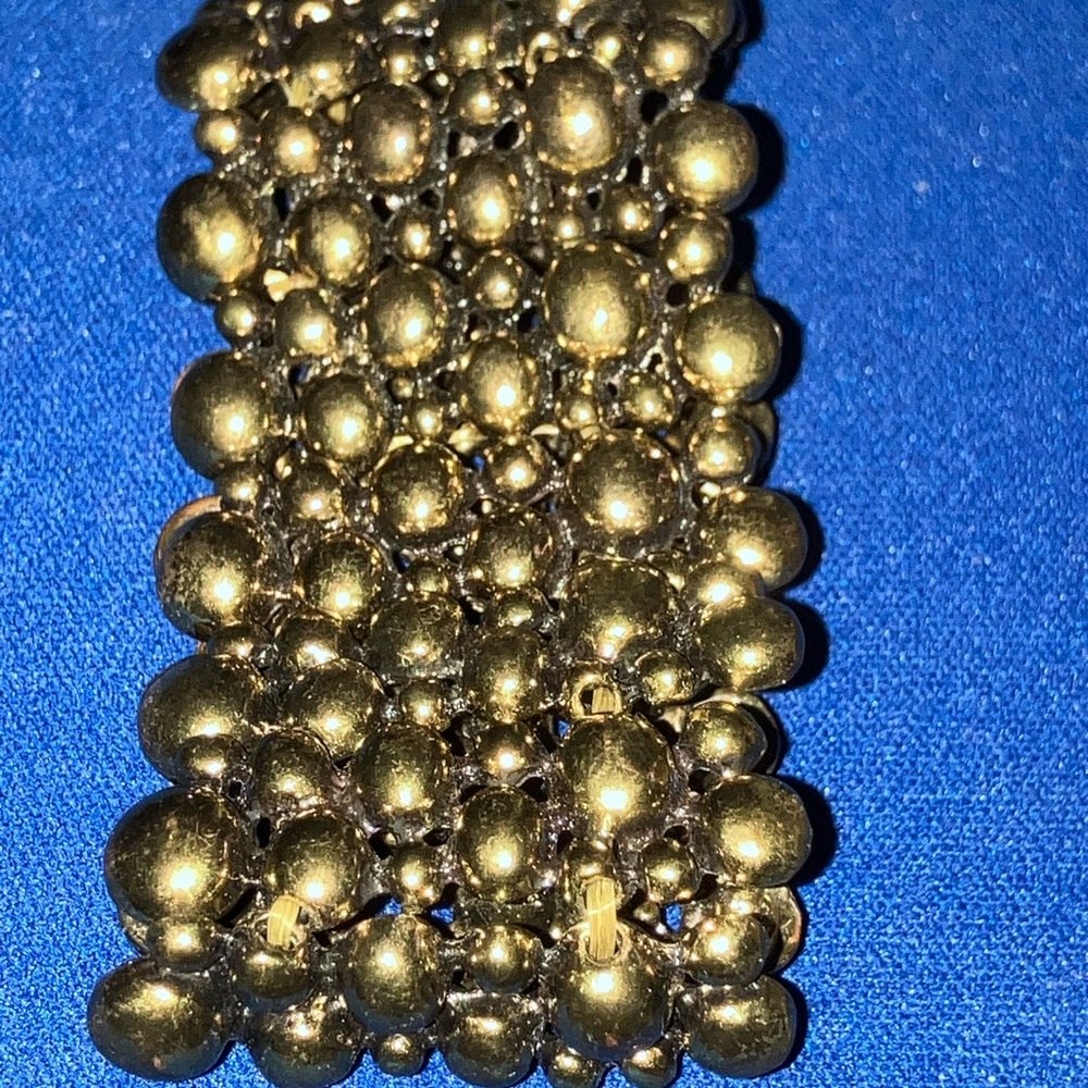 Vintage Multi Strand Beaded Stretch Bracelet in Goldtone